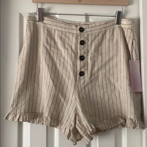Beige High Waisted Button Up Shorts + SH